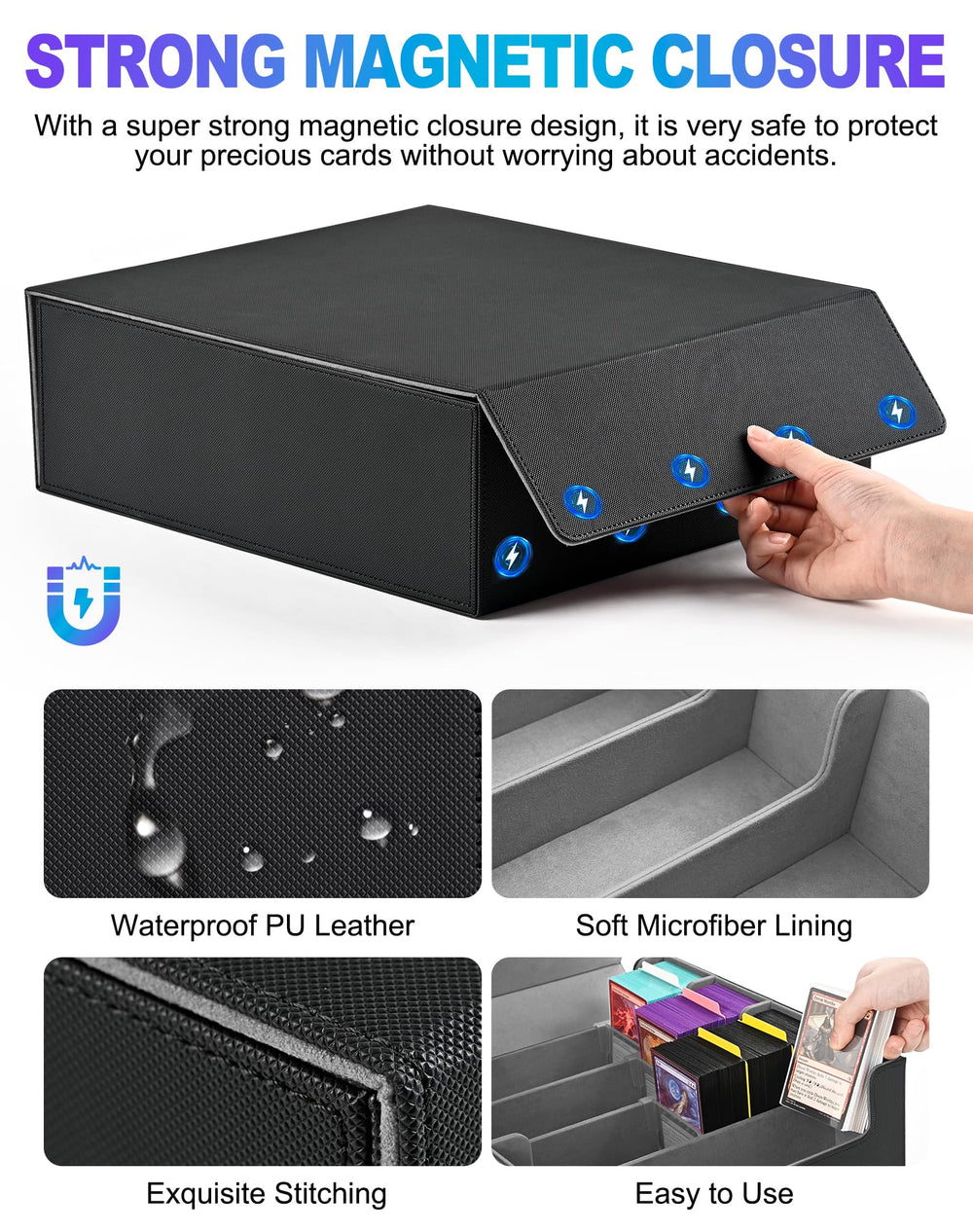 UAONO leather microfiber interior protects cards from scratches.
