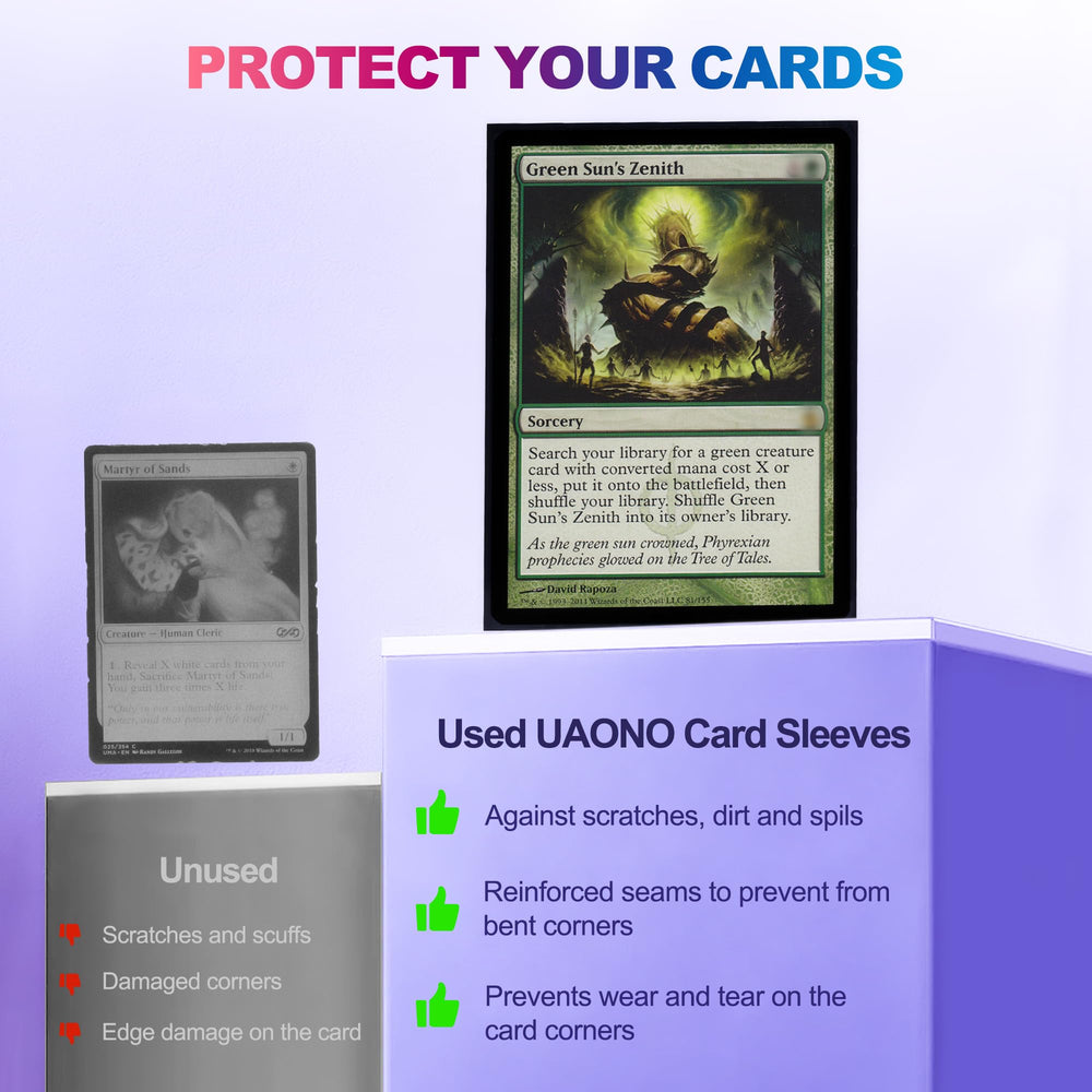UAONO Forest sleeves 100-count pack for full deck protection and organization.