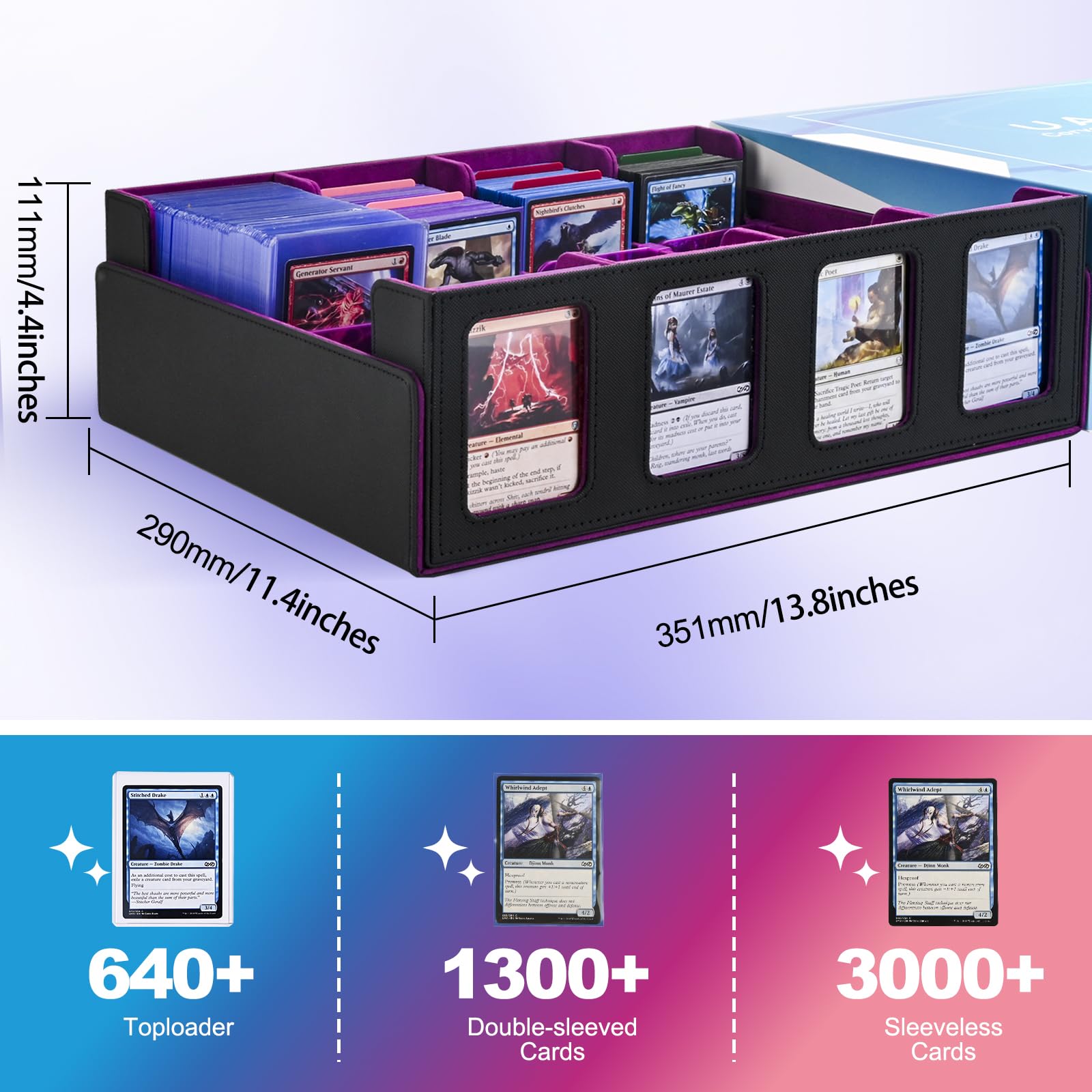UAONO interior features soft fabric to protect cards during handling.