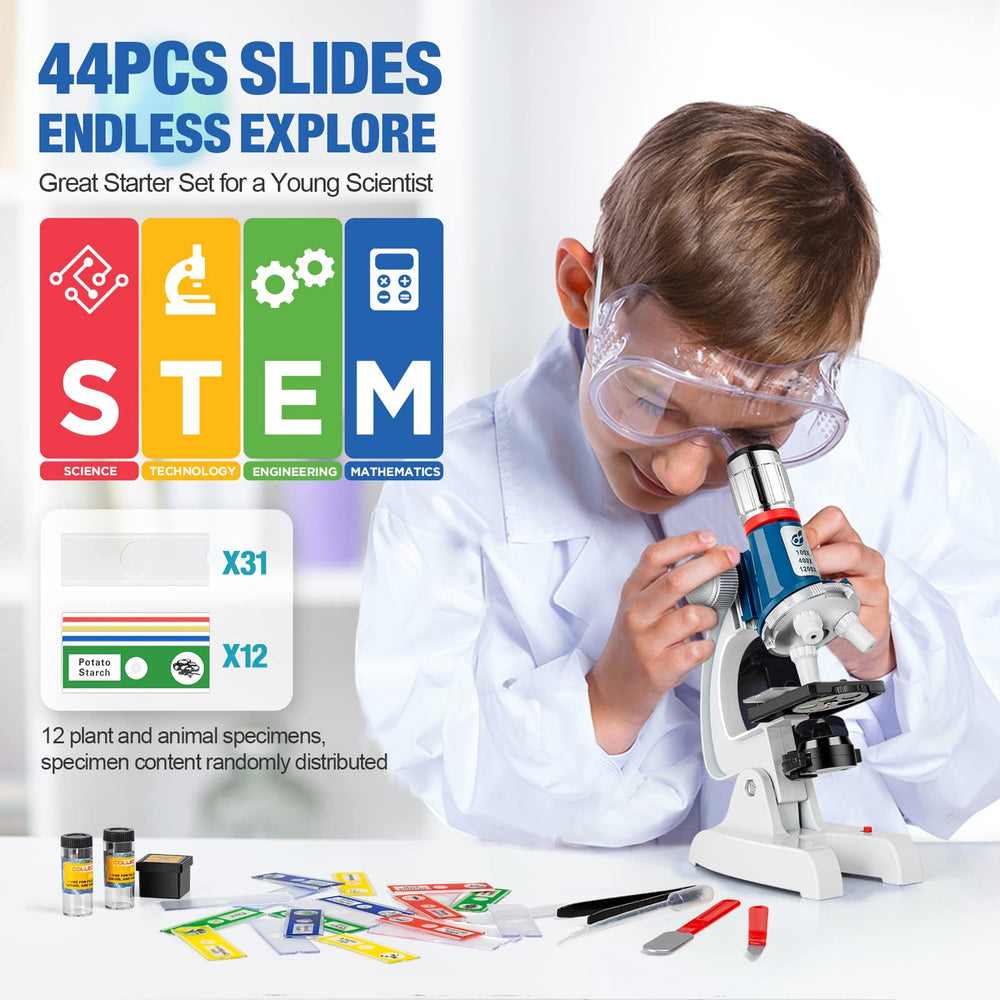 Uarzt kids microscope with LED light for clear viewing in any lighting conditions.