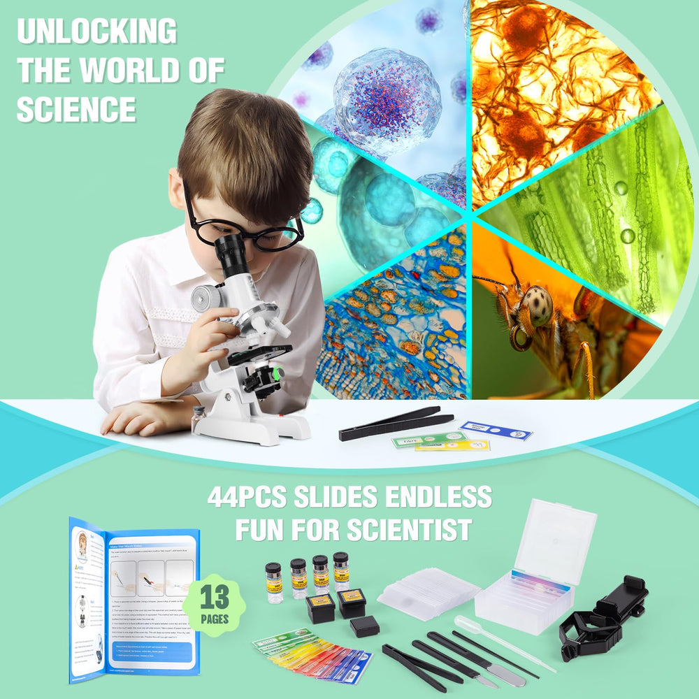 Uarzt Kids Beginner Microscope Kit closeup eyepiece showing crisp 18mm lens for clear observations