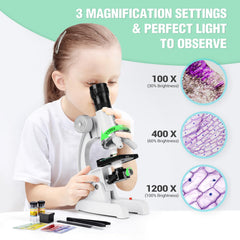 Uarzt microscope kit LED light adjustment for bright, detailed specimen viewing