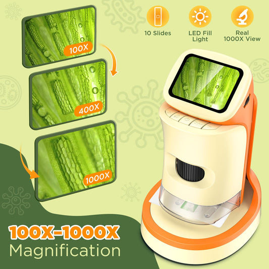 Uarzt kids microscope 1080p display for clear, detailed observations