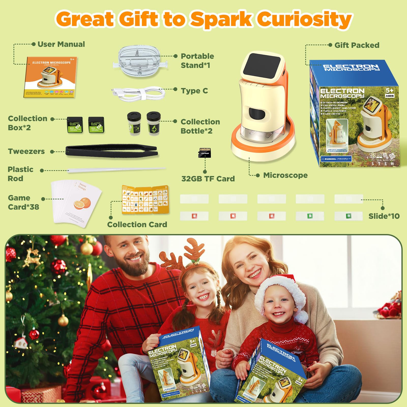 Uarzt gift-ready microscope kit for birthdays and back-to-school learning