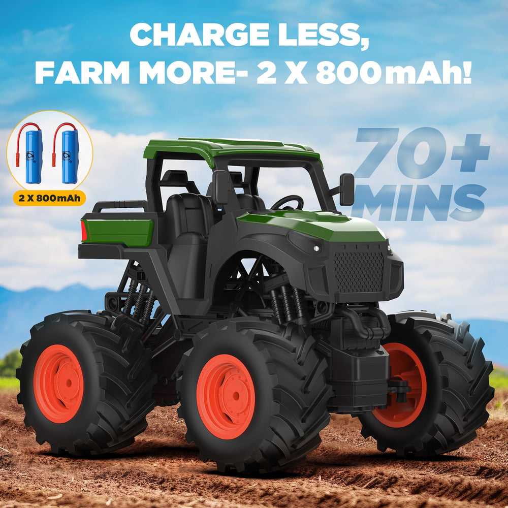 Uarzt 1:16 RC tractor wheels closeup emphasizes durability on any surface.