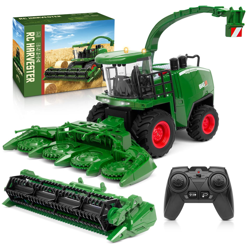 Uarzt remote-control combine harvester toy front view with realistic lights for engaging play