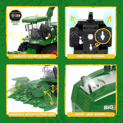 Uarzt RC harvester toy side view showing interchangeable harvesting heads for versatility