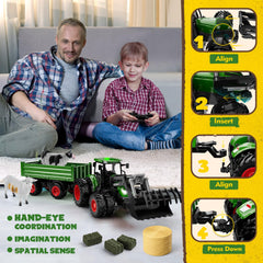 Uarzt remote control tractor imaginative farm play with robust build and versatile features