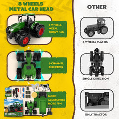 Uarzt remote control tractor metal head for durable, premium feel