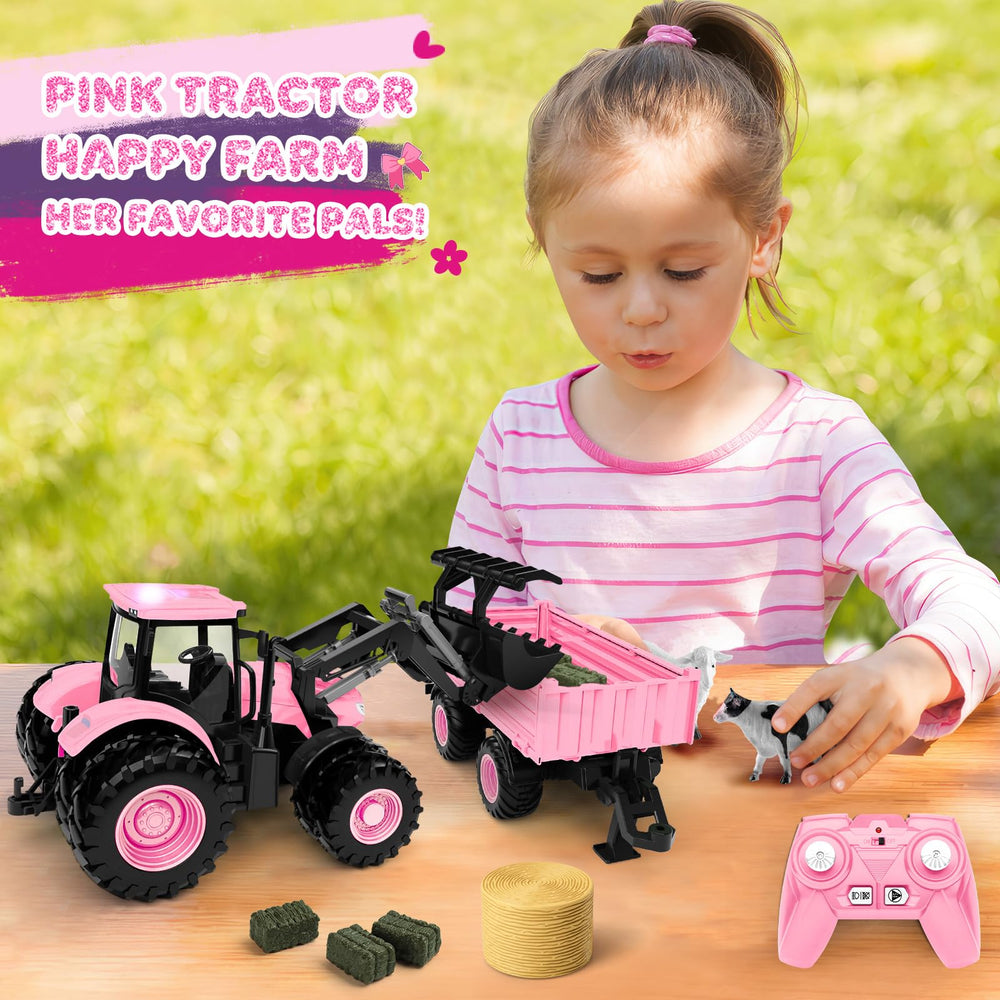 Uarzt pink farm accessories include hay bales and animals