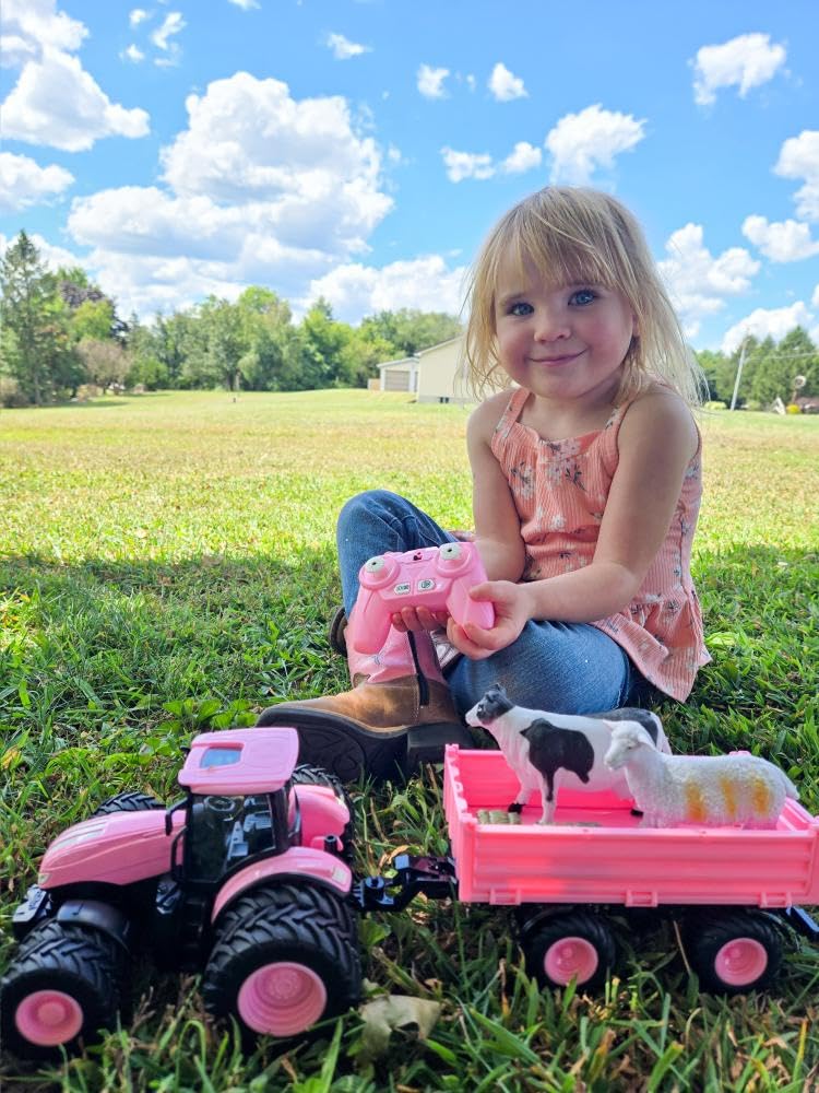 Uarzt user-friendly pink RC tractor enables cooperative play
