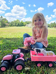 Uarzt user-friendly pink RC tractor enables cooperative play