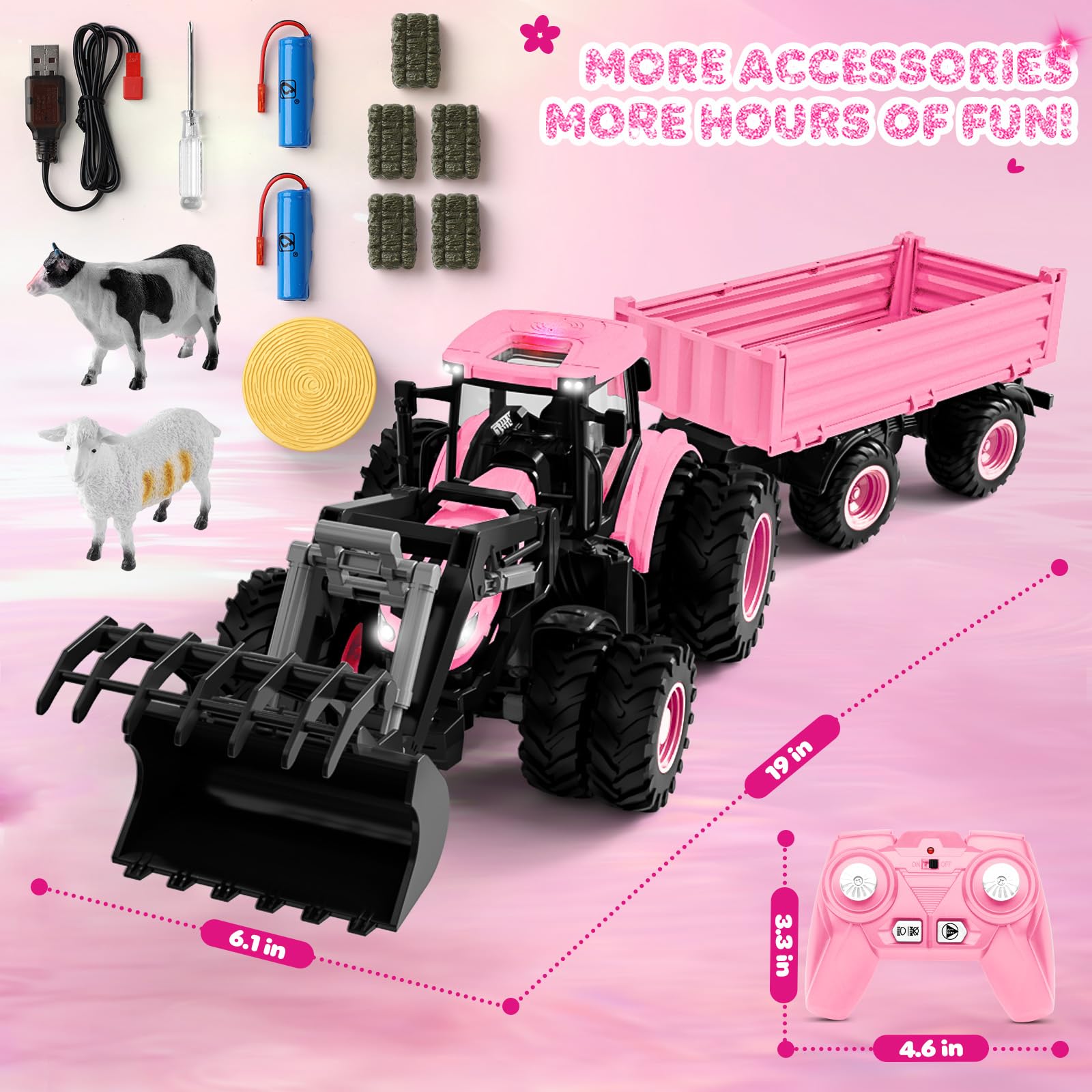 Uarzt pink tractor with sheep figure for caring play