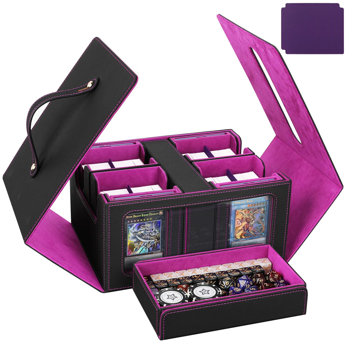 UAUZA card deck box with four windowed compartments for quick card access