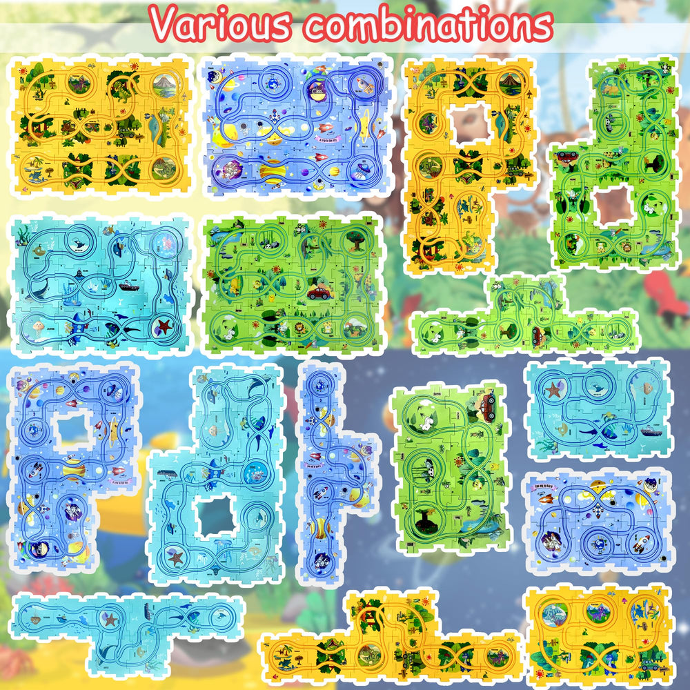 Ubegger Puzzle Racer road signs guide the race with clear instructions.