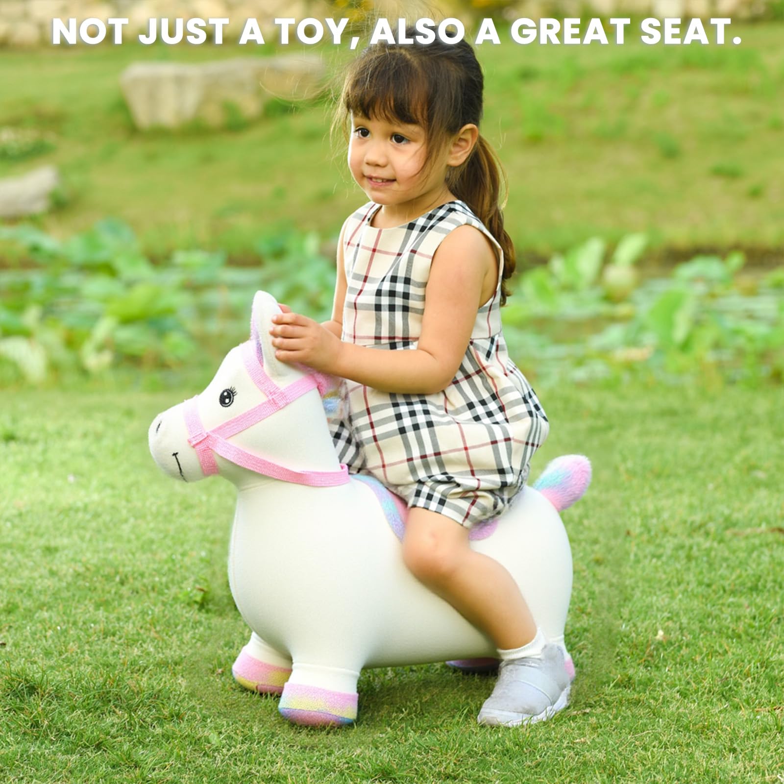 UBRAVOO inflatable pony material highlights durable PVC and safety.
