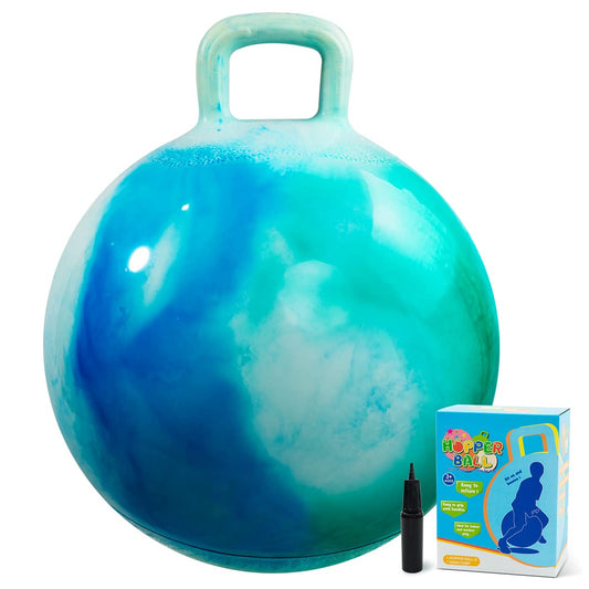 U&C Planet hopper ball in blue-green gradient boosts balance during play