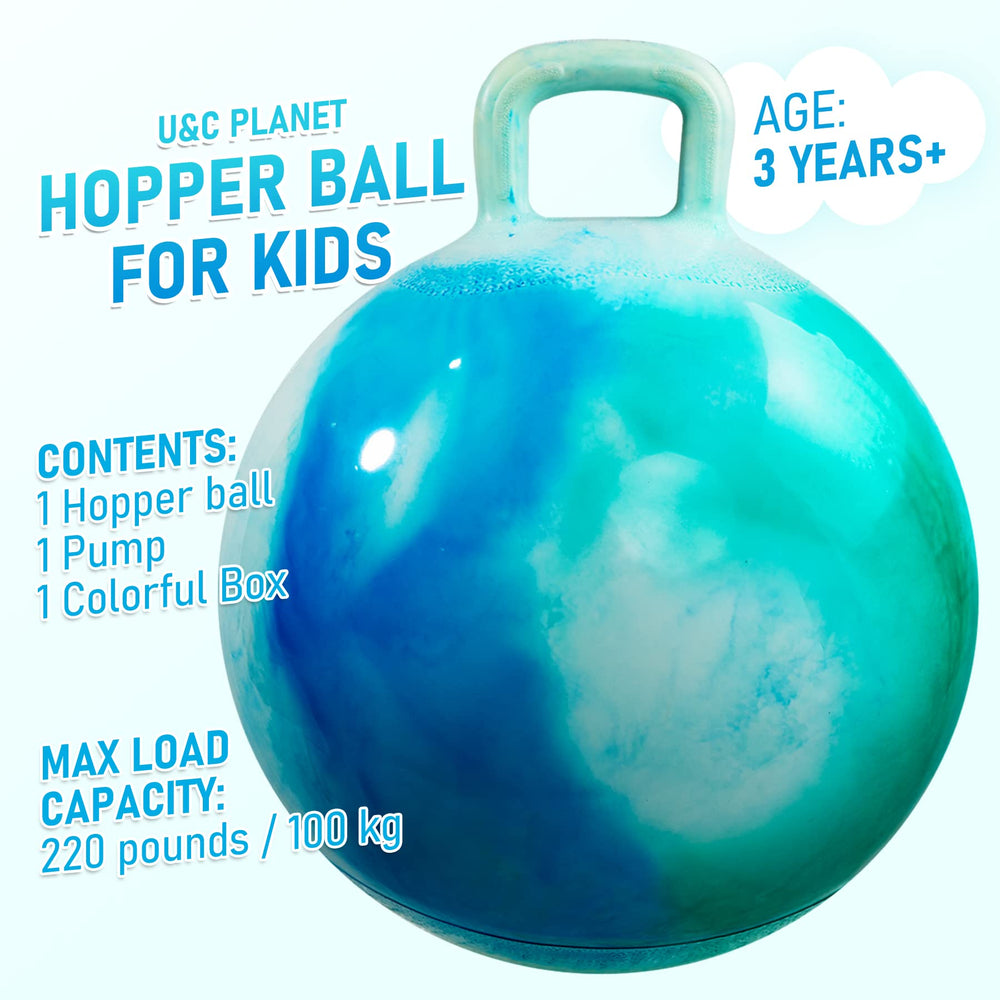 U&C Planet hopper ball with sturdy handle improves grip for safe bouncing