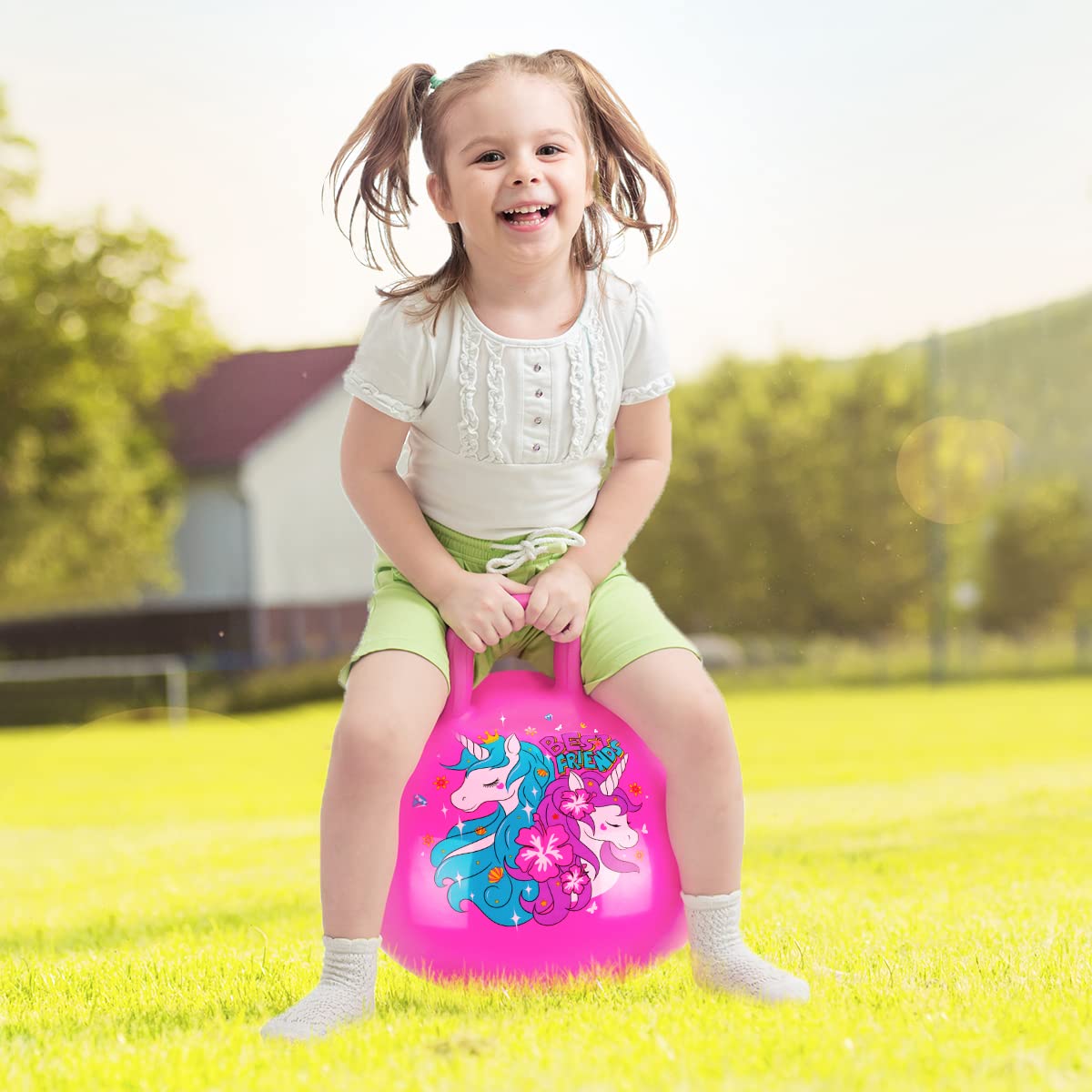 Indoor or outdoor fun with the U&C Planet pink hopper ball