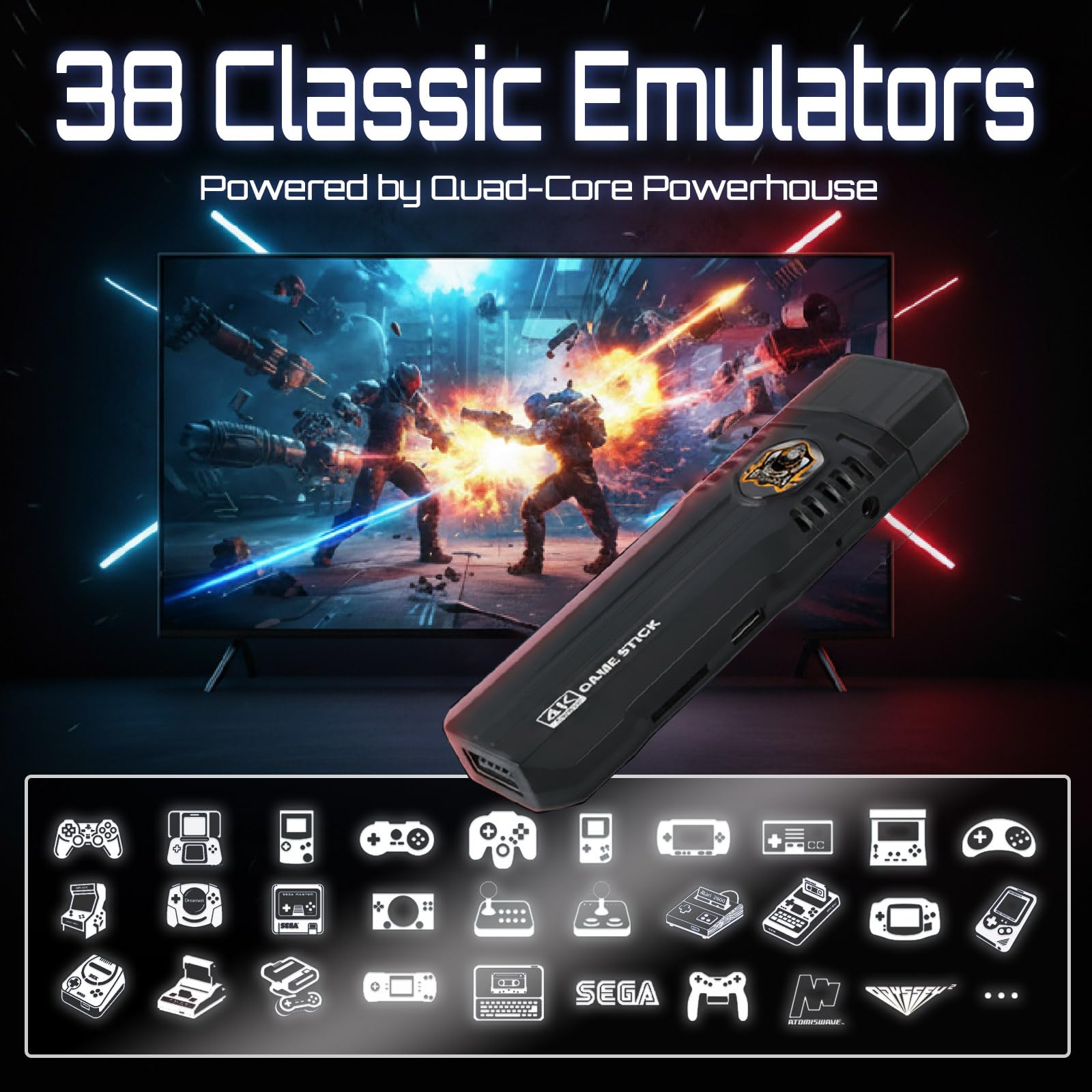 Uckqui two wireless controllers for shared two-player retro gaming fun