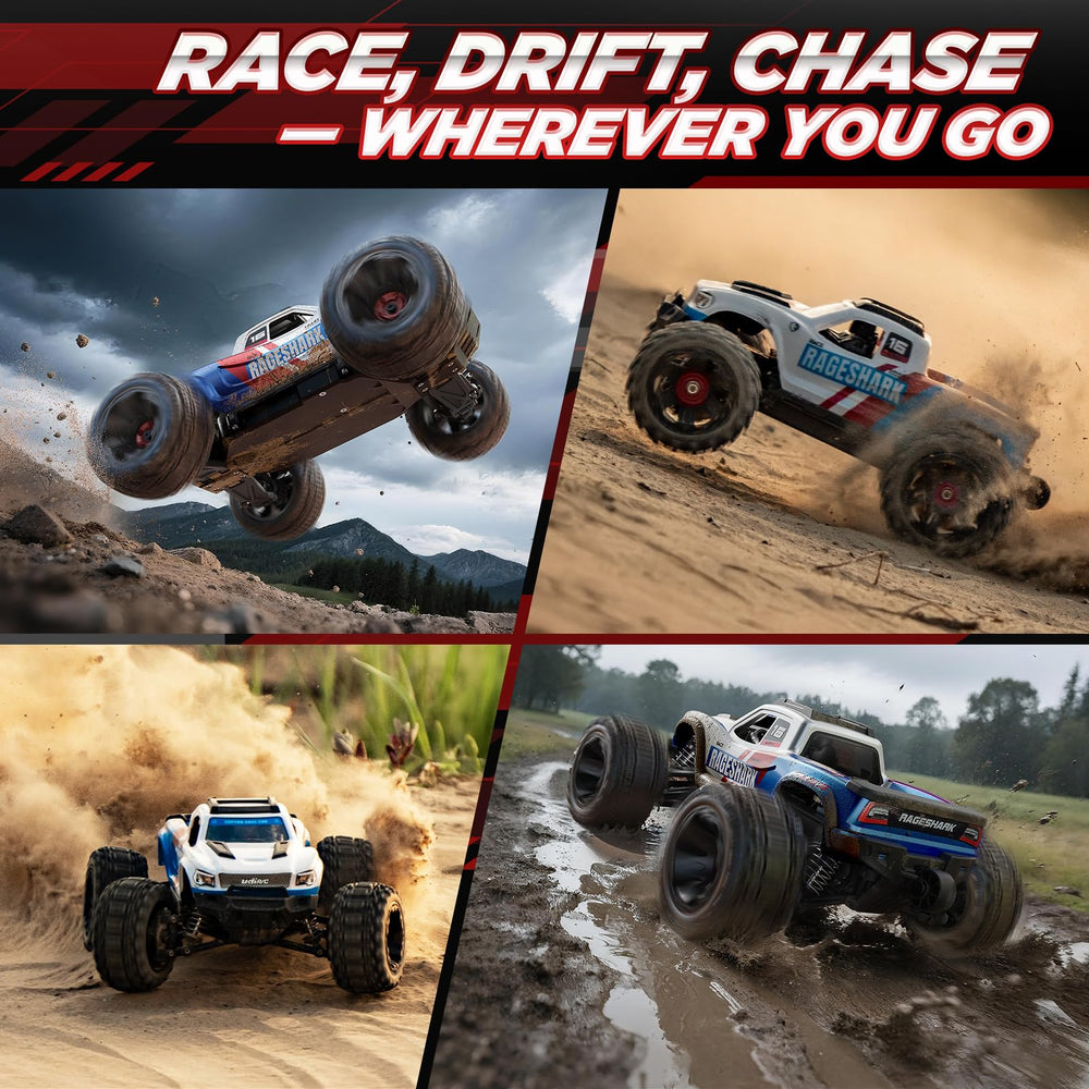 UDIRC Fast All-Terrain RC Car action on dirt proves its off-road capability.