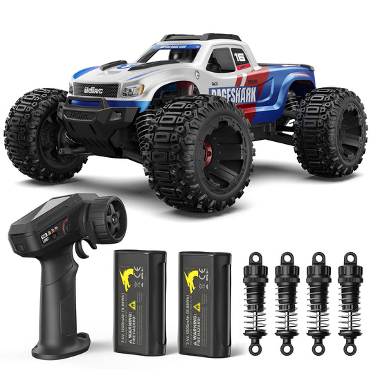 UDIRC Fast All-Terrain RC Car front view showcases rugged chassis for outdoor adventures.