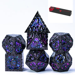 UDIXI metal DND dice with D4 purple sequins, balanced weight for smooth rolls.
