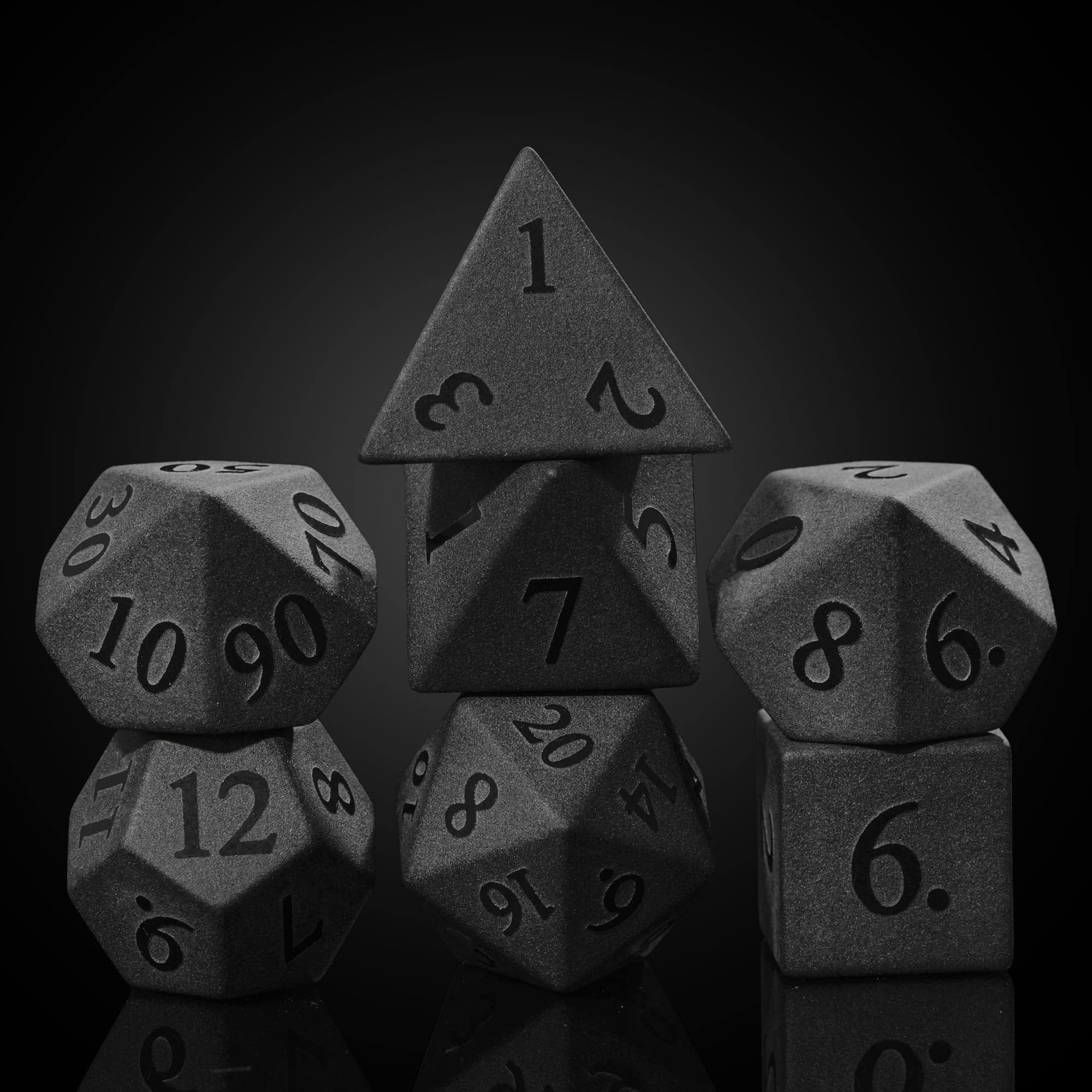 UDIXI Obsidian dice close-up texture shows natural gemstone depth for RPG sessions