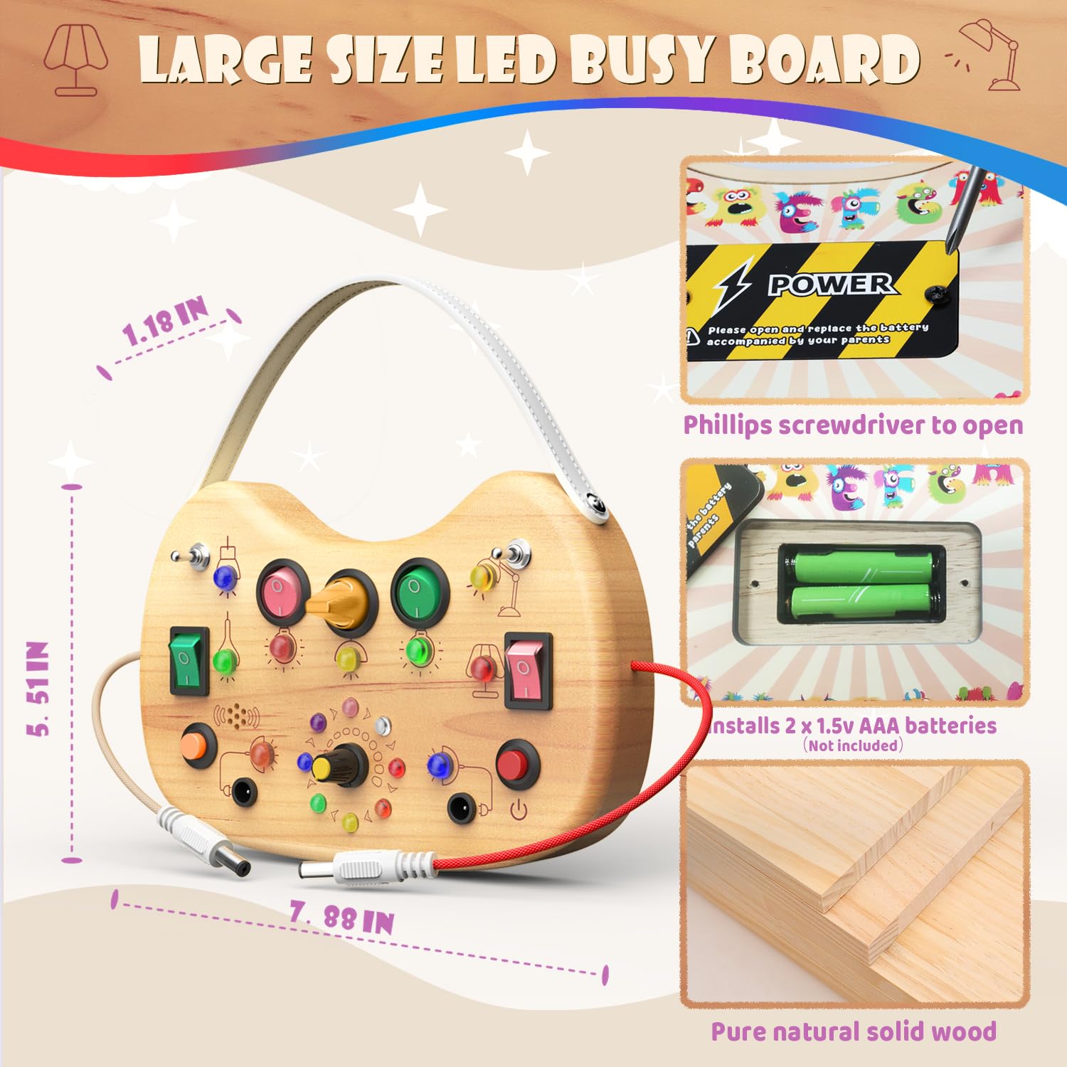 UdoUto LED switches with multicolor lights for visual engagement and learning.