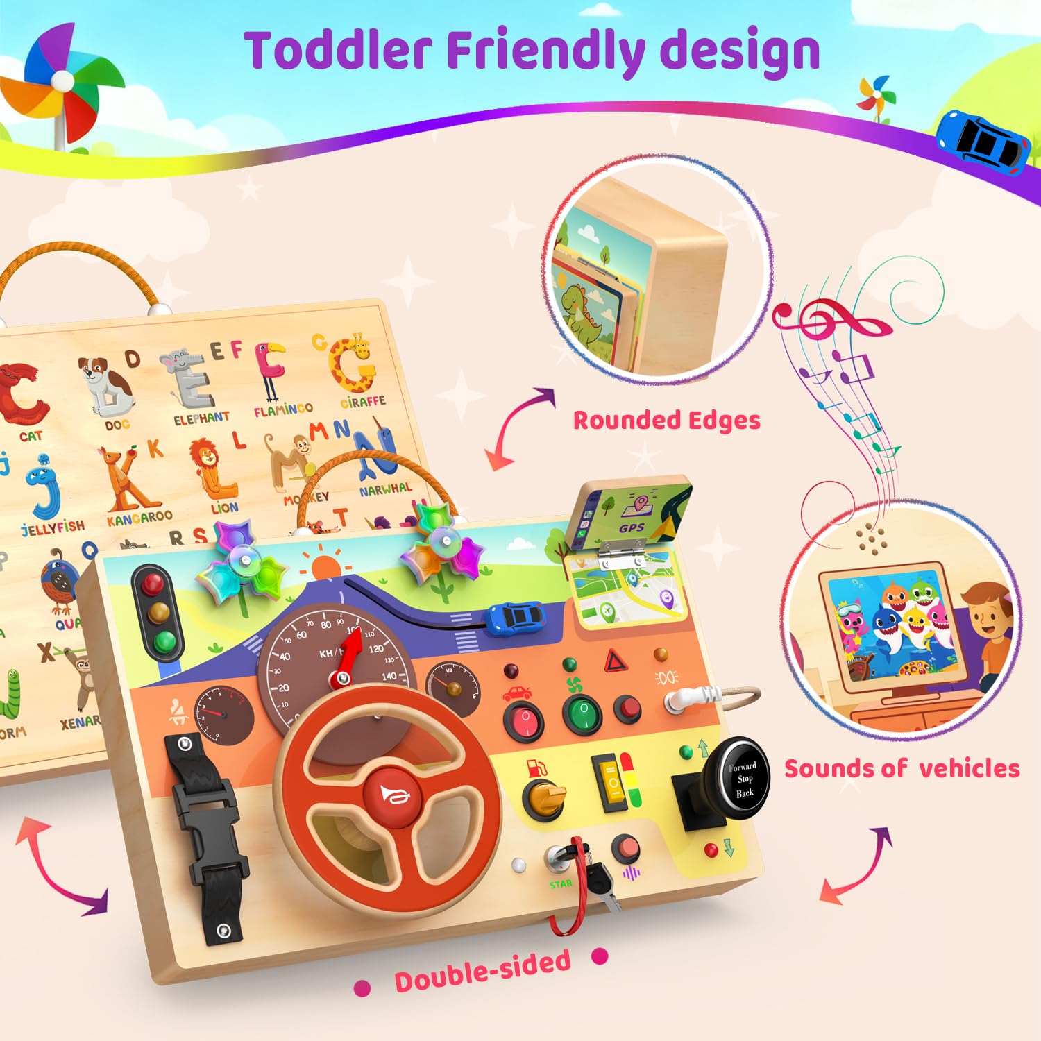 UdoUto car key and buckle add realistic interaction for imaginative pretend driving.