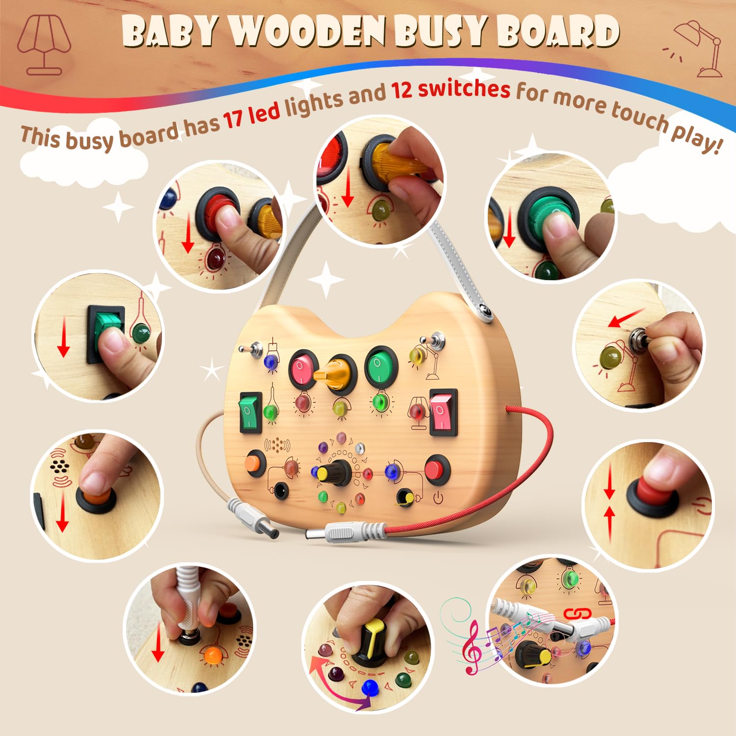 UdoUto busy board travel handle ready for car and plane trips