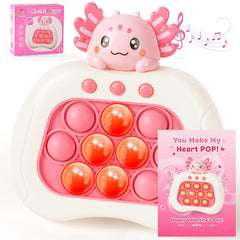 Ueghz Axolotl Pop Game front view with bubble push for tactile fun