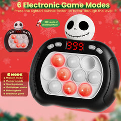 Ueghz Christmas Pop Game Light Up Fidget Toy in hand, with vibrant glow and tactile push.