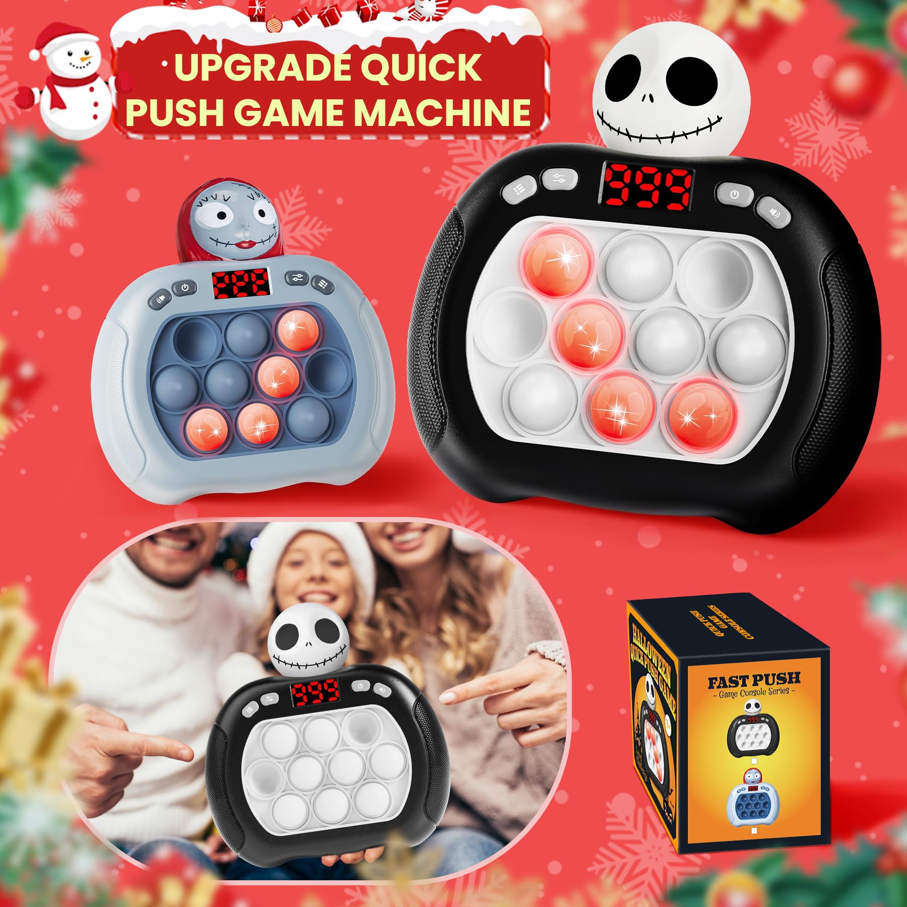 Night glow feature of the Ueghz Christmas Pop Game for evening play.