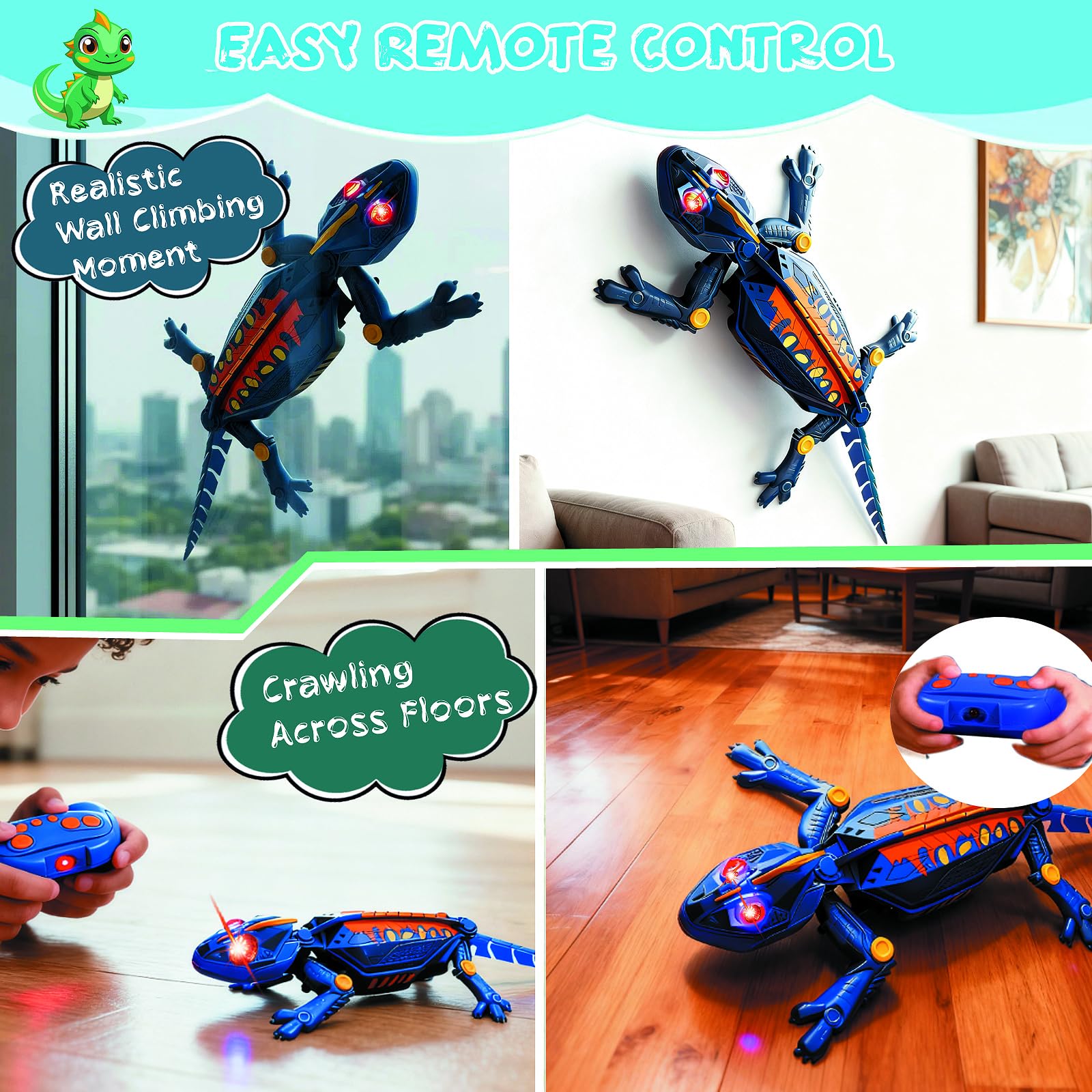 Ufilni Gecko LED eyes glow in darkness for engaging nighttime exploration