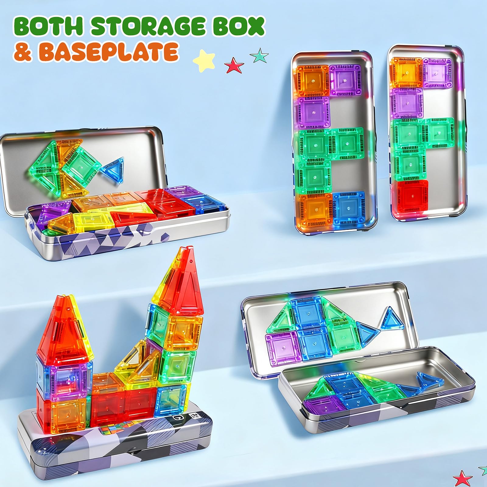 Colorful tiles close-up showing shapes and patterns to support early learning.