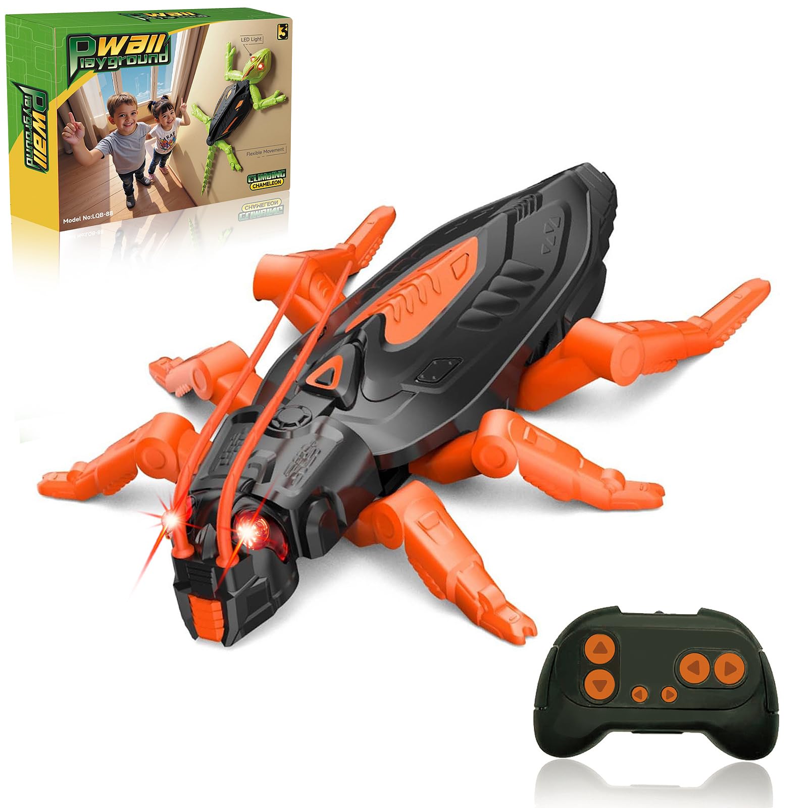 Ufilni Wall Crawler Cockroach front view with LED eyes for immersive play
