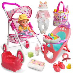 UFLJPKS baby doll stroller with foldable design for smooth pretend play