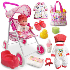 UFLJPKS baby doll stroller playset for imaginative caregiving.