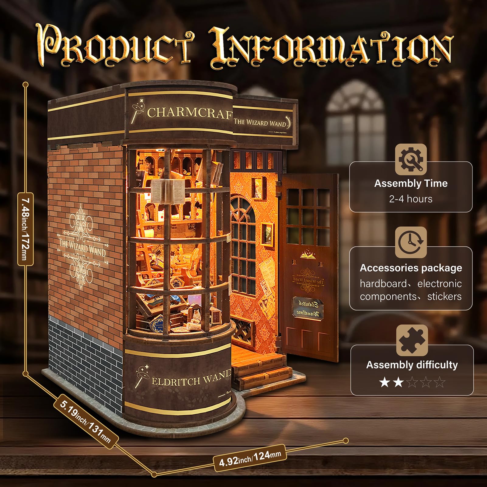 UFLJPKS Book Nook Kit with detailed instructions for easy setup