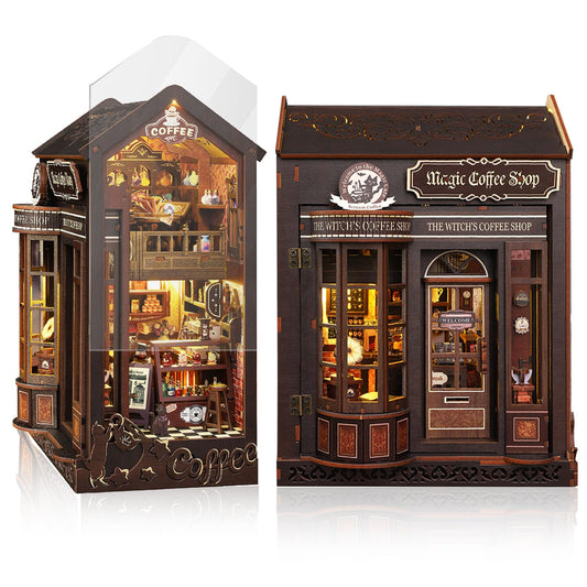 UFLJPKS Book Nook Kit London cafe scene enhances a shelf with vintage charm