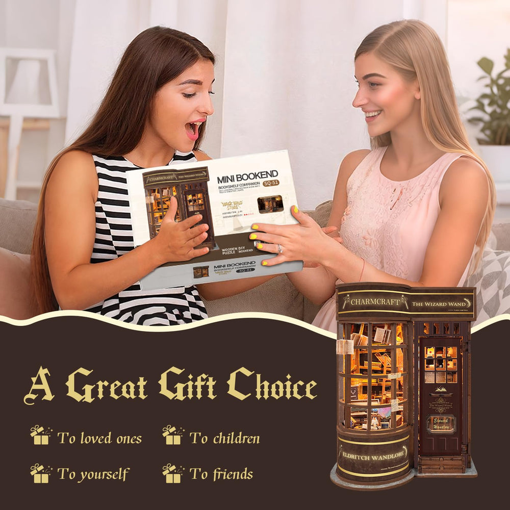 UFLJPKS Book Nook Kit night glow scene on a shelf