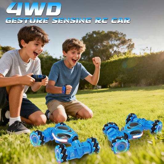 UFOLED Gesture Sensing RC Stunt Car side view with LED strip lighting for immersive action