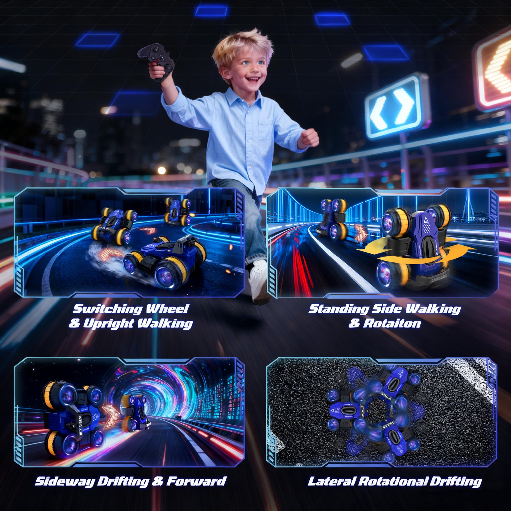 UFOLED RC car with dual 1200mAh batteries for longer play sessions