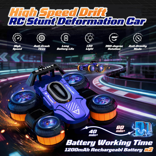 UFOLED RC drift car blue body with LED lights for night play