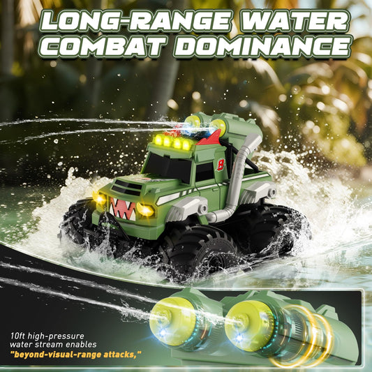 UFOLED RC monster truck side view emphasizing stability for smoother turning.