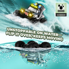 UFOLED water gun feature enables interactive pool and outdoor battles.