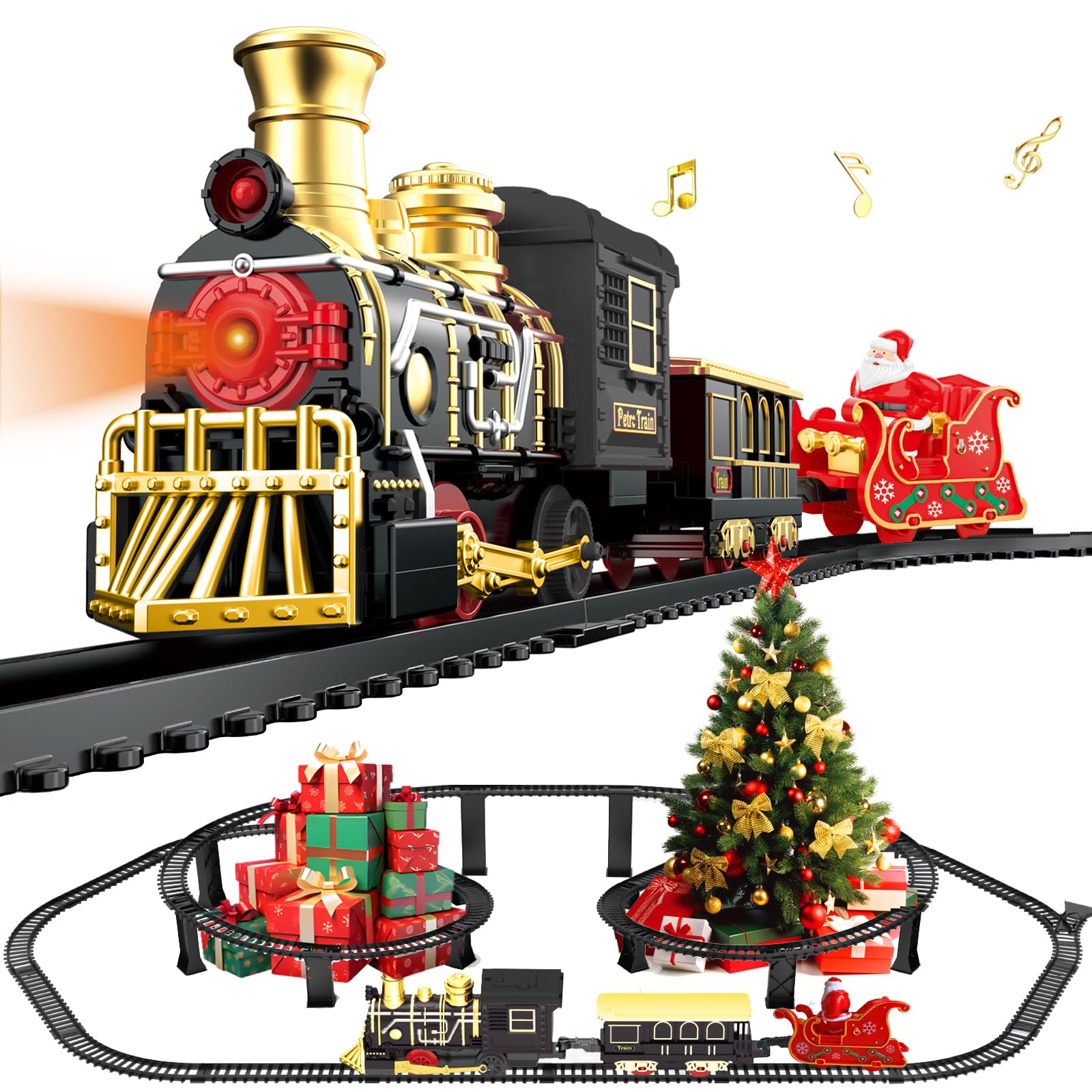 UFULMN electric train with 3D elevated track creates a dynamic holiday display.