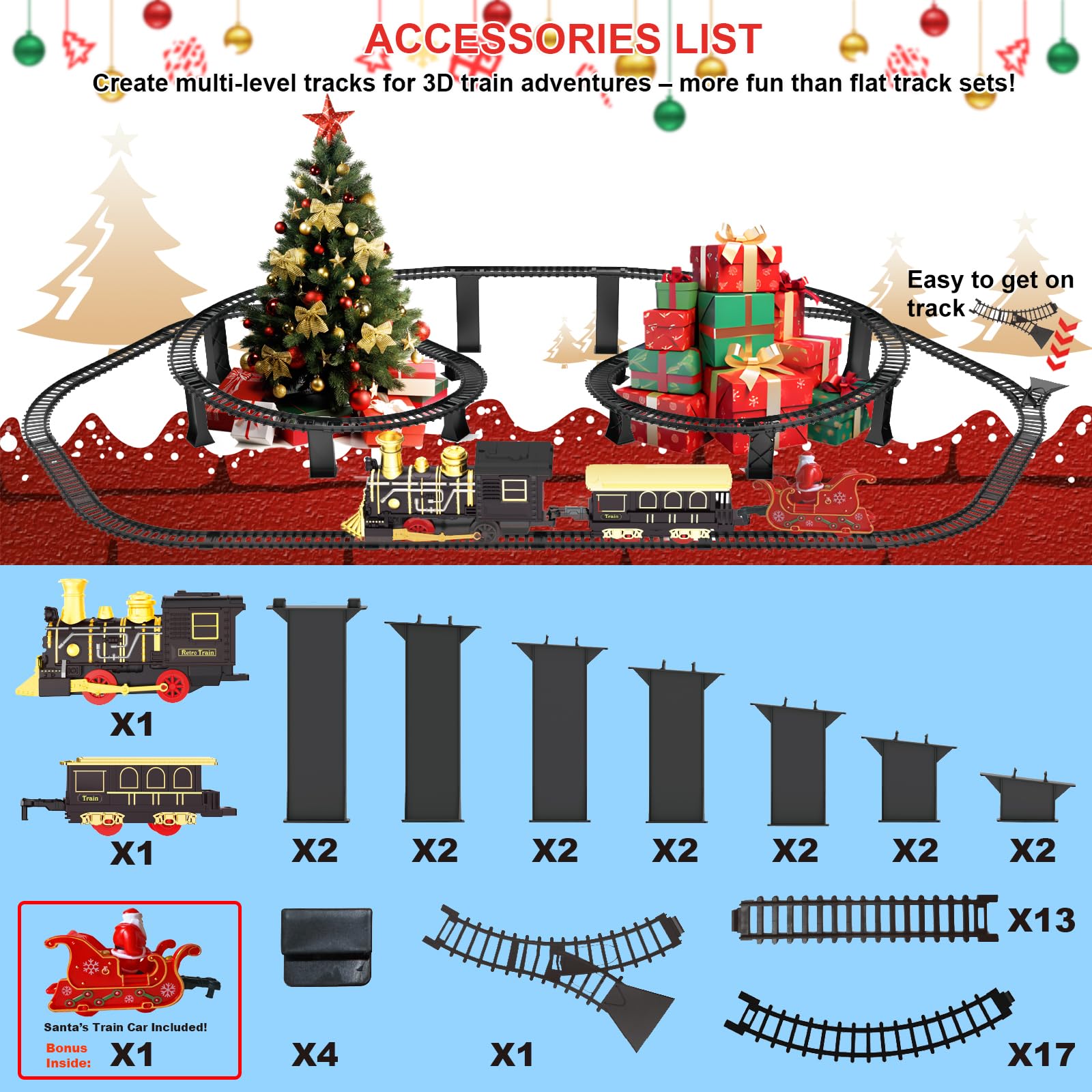 UFULMN train circles Christmas tree for a magical room setting.