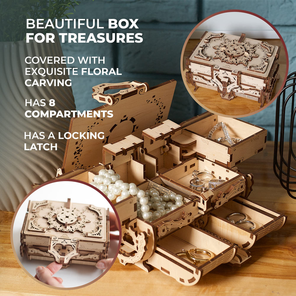UGEARS Antique Box six compartments for organized storage